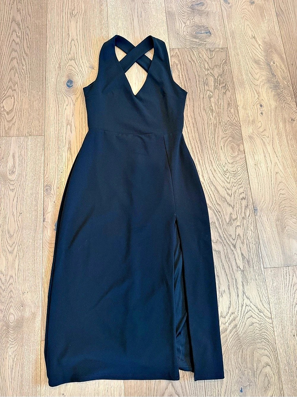Cross cross back Black Midi Dress